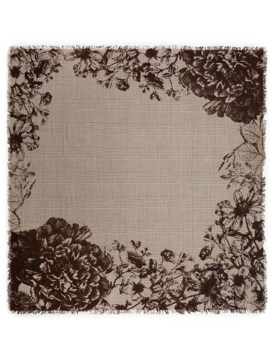 Women Faliero Sarti Women's Scarves<Cashmere, Virgin Wool And Silk Floral Square Scarf | Diva