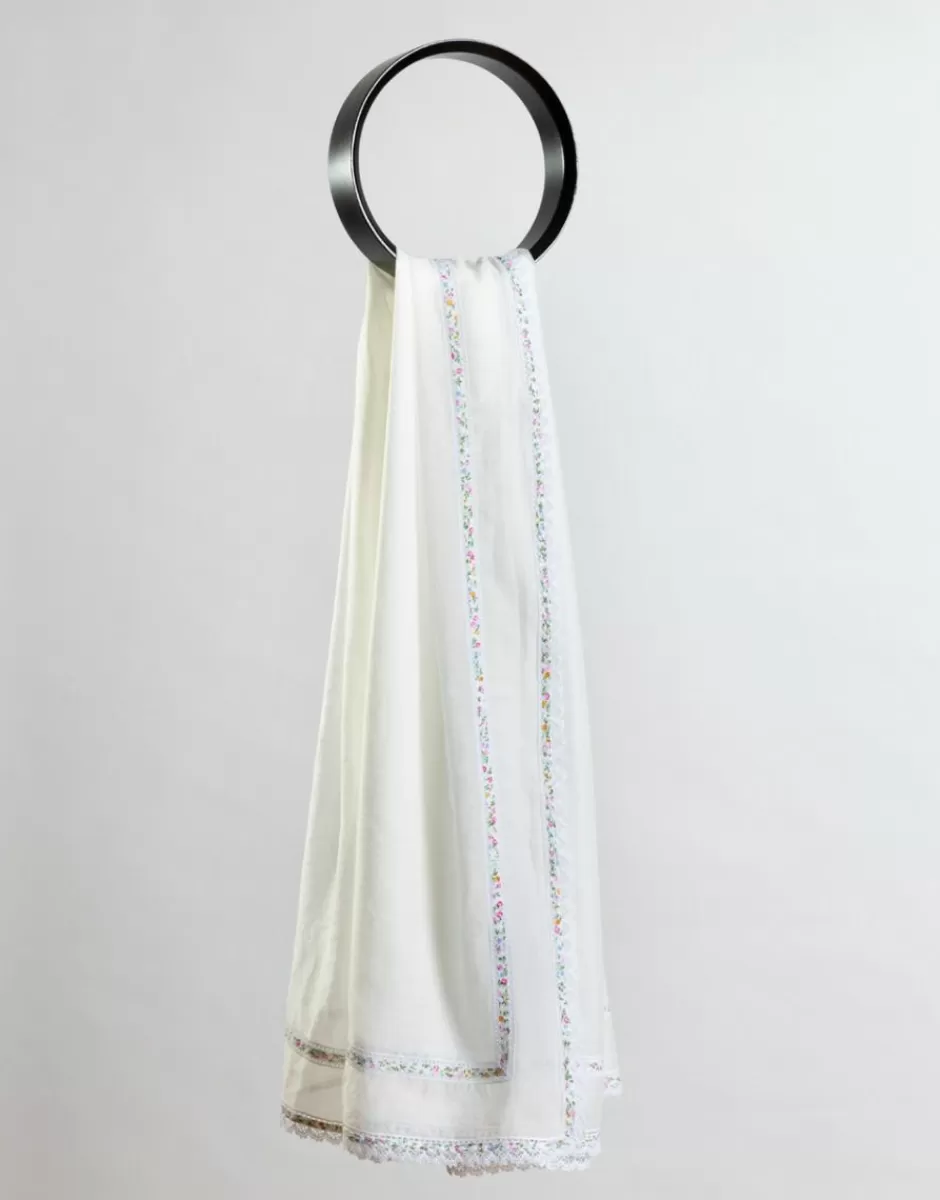 Women Faliero Sarti Women's Scarves<Cotton Blend Floral Print Scarf With Lace | Kory