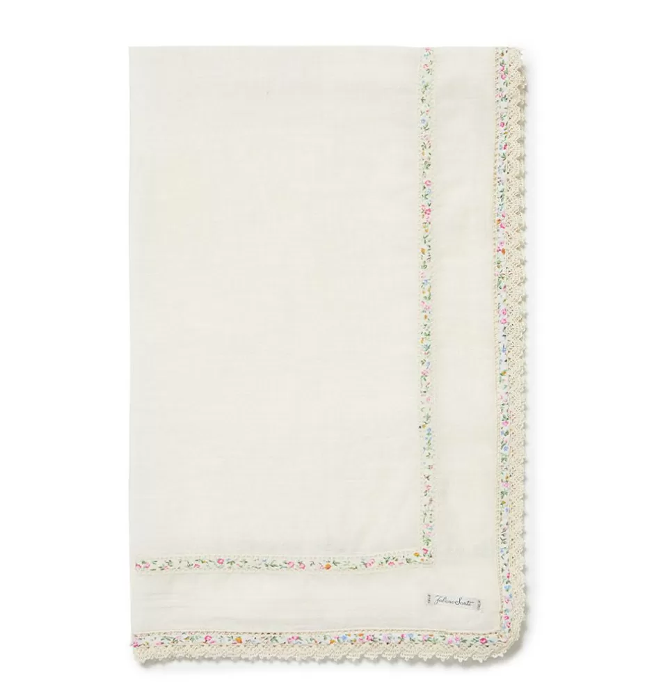Women Faliero Sarti Women's Scarves<Cotton Blend Floral Print Scarf With Lace | Kory