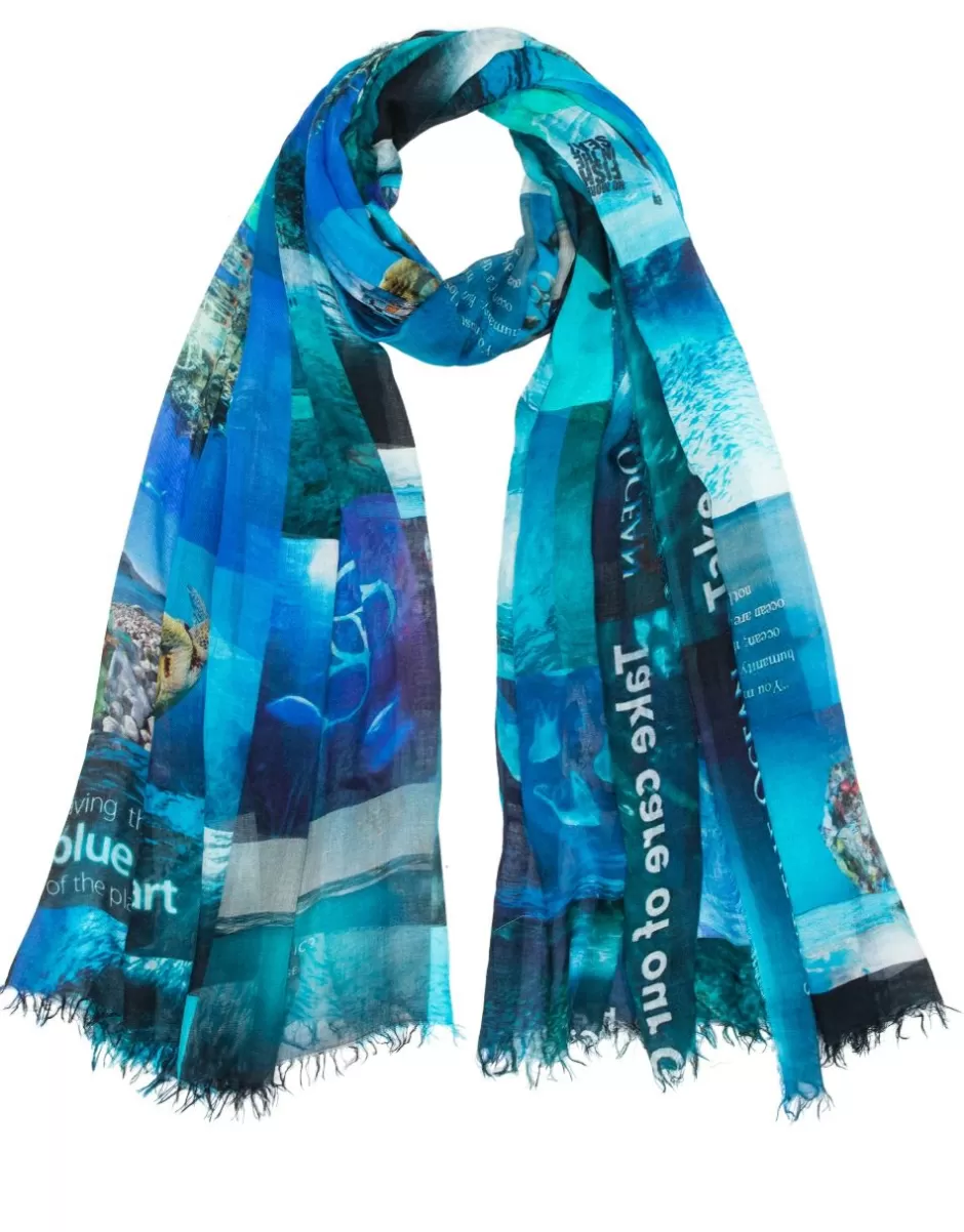 Women Faliero Sarti Women's Scarves<Modal And Cashmere Blend Printed Scarf | Save The Ocean