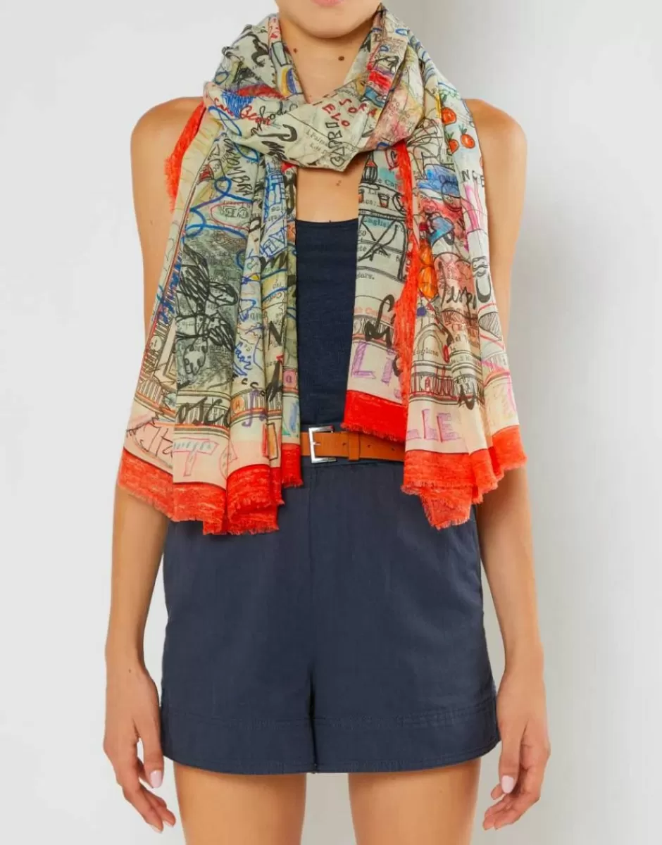 Women Faliero Sarti Women's Scarves<Modal, Cotton And Cashmere Printed Scarf | Holiday In Italy