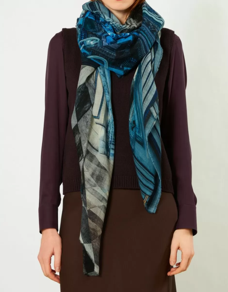 Women Faliero Sarti Women's Scarves<Oversized Pure Wool Printed Scarf | Musei Capitolini Roma