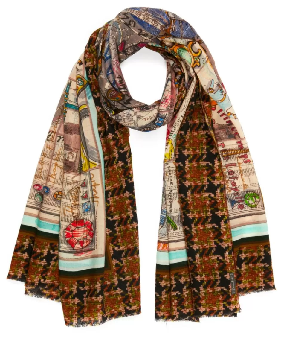 Women Faliero Sarti Women's Scarves<Oversized Pure Wool Printed Scarf | Paris