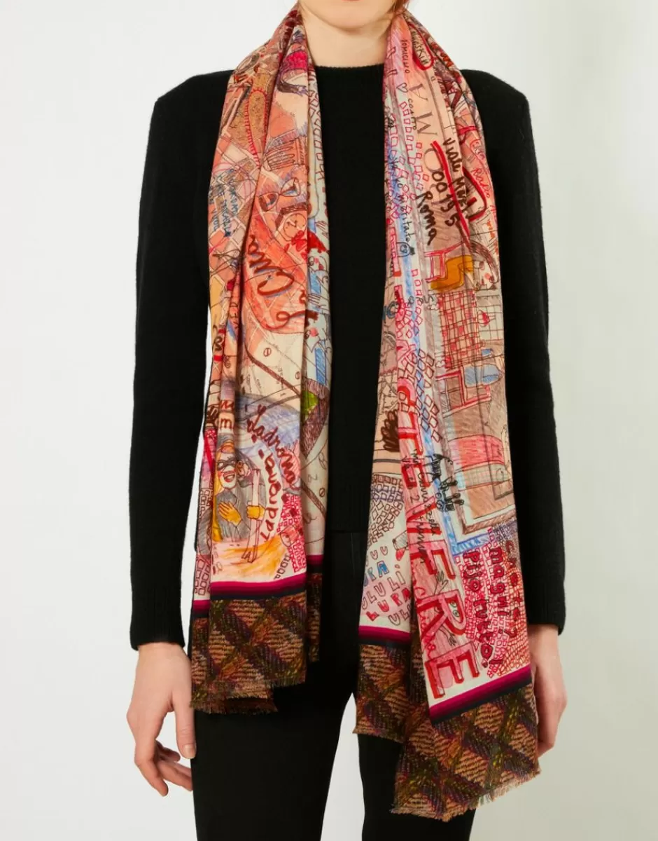 Women Faliero Sarti Women's Scarves<Oversized Pure Wool Printed Scarf | Roma