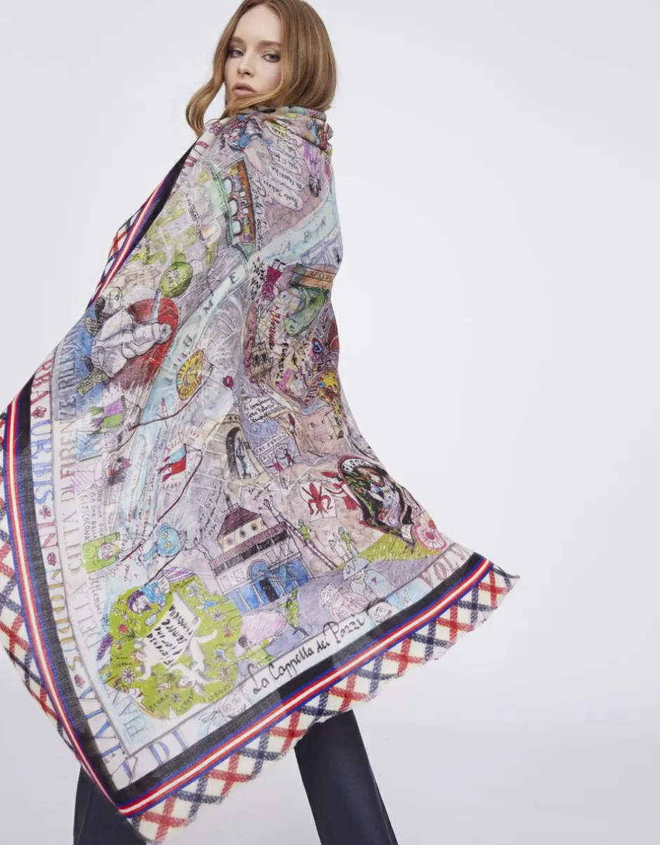 Women Faliero Sarti Women's Scarves<Paolo Fiumi Printed Scarf | Firenze