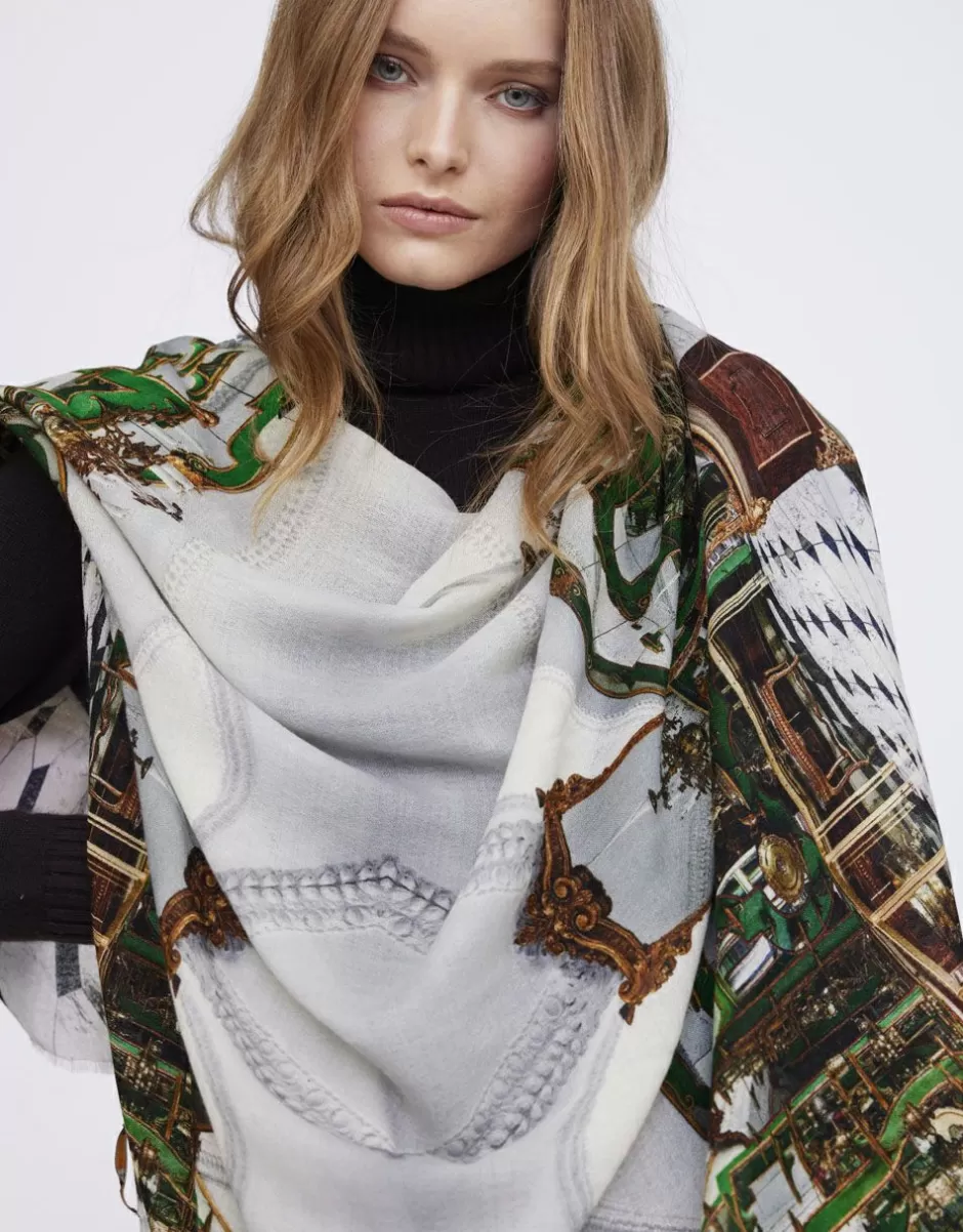 Women Faliero Sarti Women's Scarves<Printed Scarf In Collaboration With Massimo Listri | Little Grotta Verde