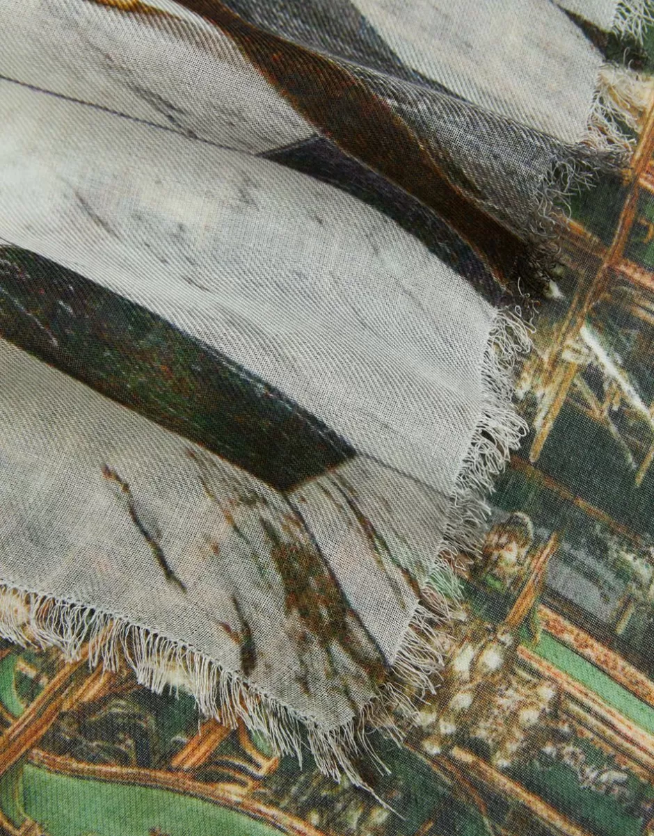 Women Faliero Sarti Women's Scarves<Printed Stole In Collaboration With Massimo Listri | Big Grotta Verde