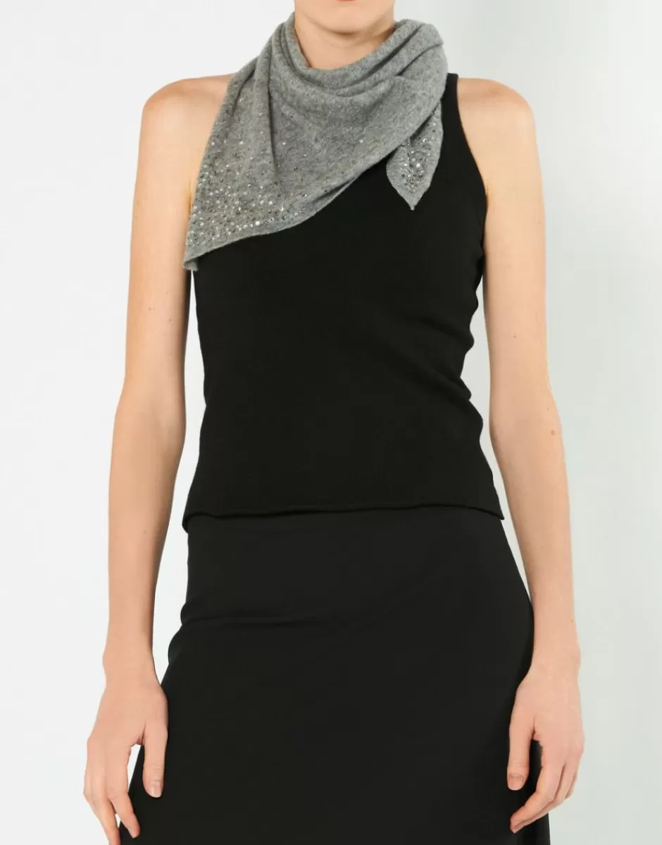 Women Faliero Sarti Women's Scarves<Pure Cashmere Triangular Bandana With Crystals | Luminosa