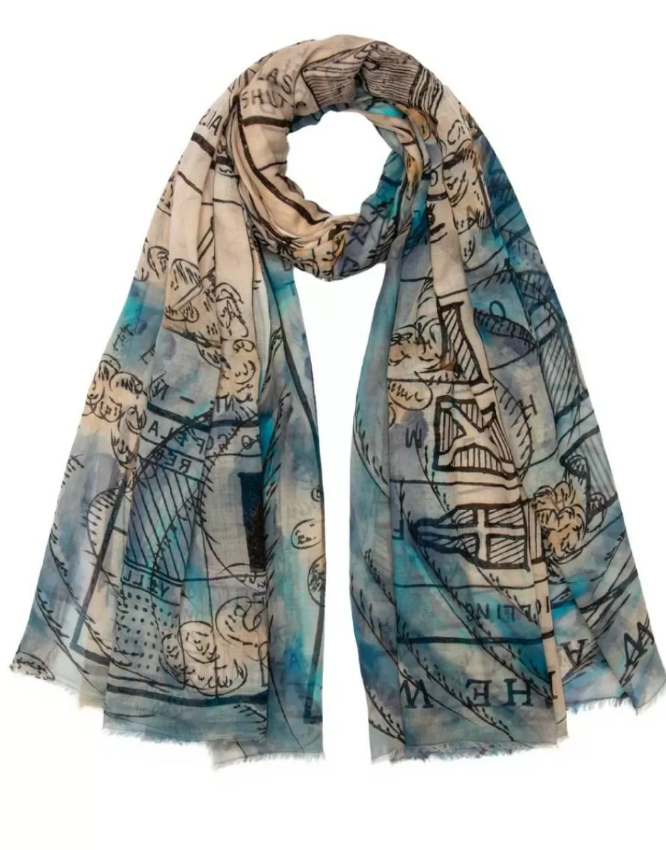 Women Faliero Sarti Women's Scarves<Pure Cotton Printed Scarf | Waves