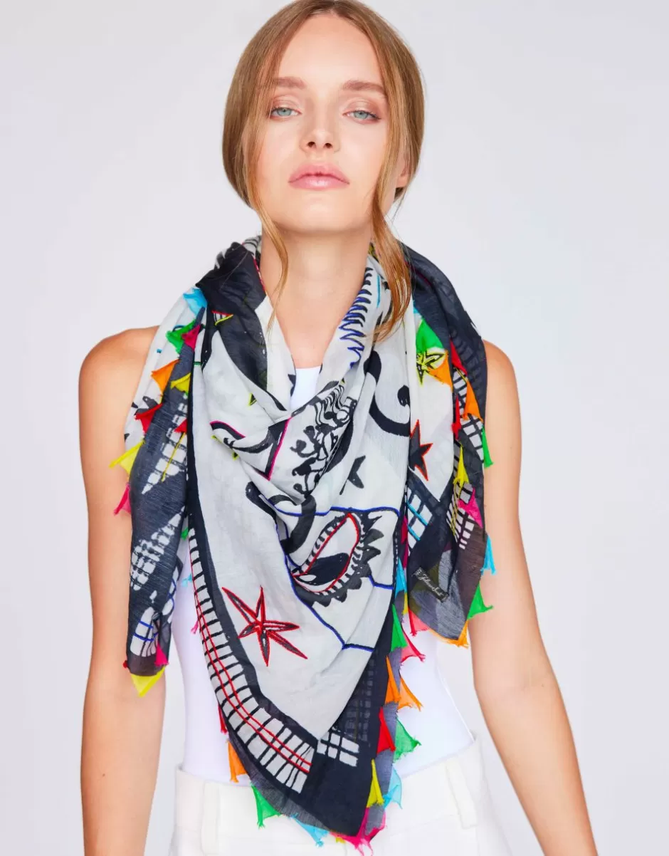 Women Faliero Sarti Women's Scarves<Scarf With Vgo Print | Eyes