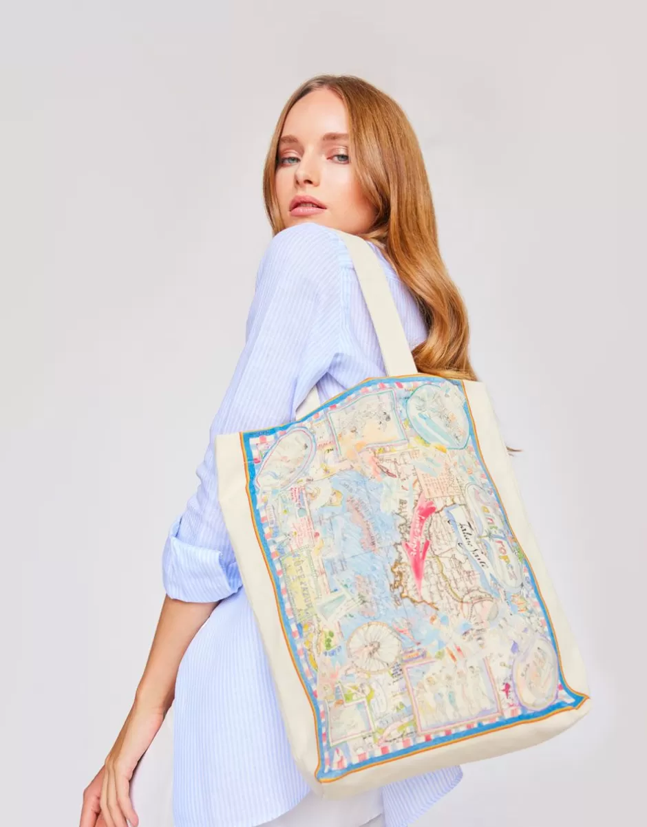 Women Faliero Sarti Bags & Accessories<Shopper In Fabric With Print | Travel Bag