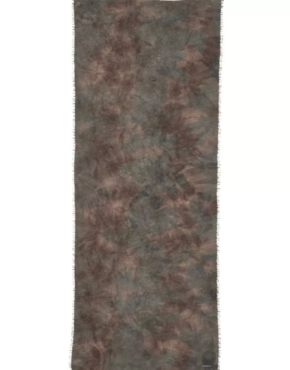 Men Faliero Sarti Men's Scarves<Square Cashmere Fringed Scarf With Abstract Pattern In Brown, Mud And Grey | Tika
