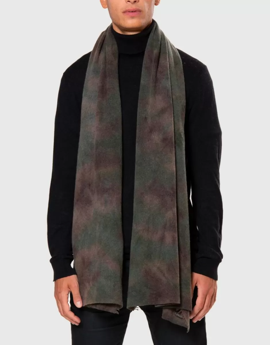 Men Faliero Sarti Men's Scarves<Square Cashmere Fringed Scarf With Abstract Pattern In Brown, Mud And Grey | Tika
