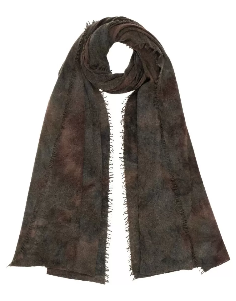 Men Faliero Sarti Men's Scarves<Square Cashmere Fringed Scarf With Abstract Pattern In Brown, Mud And Grey | Tika